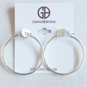 NWT Sterling Silver Hoop Earrings 40mm X 2mm Giani Bernini Macy's